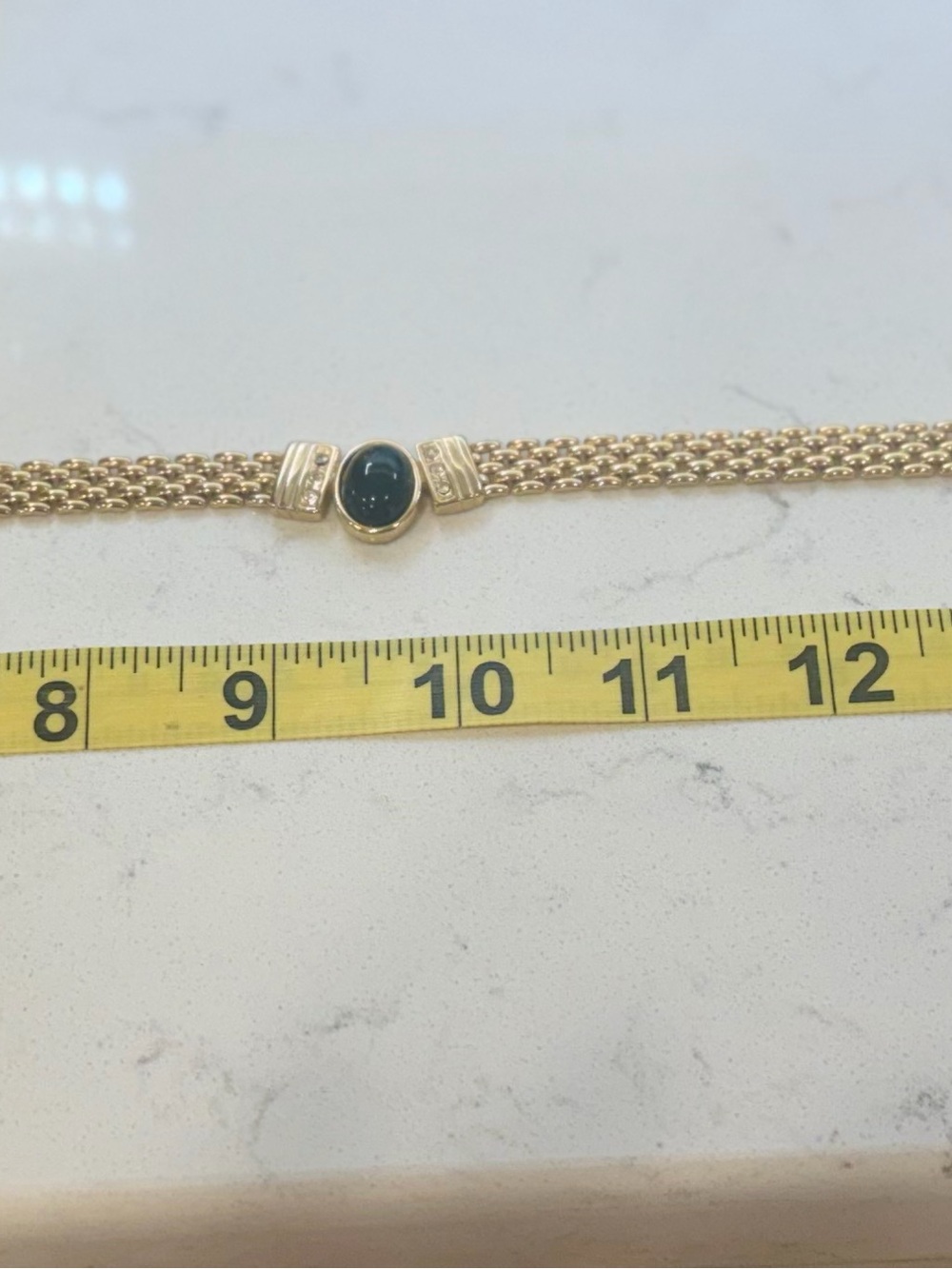 Vtg. 80’s Panther Link Choker Necklace Gold Tone Black Cabachon Rhinestone 18” - Picture 3 of 10